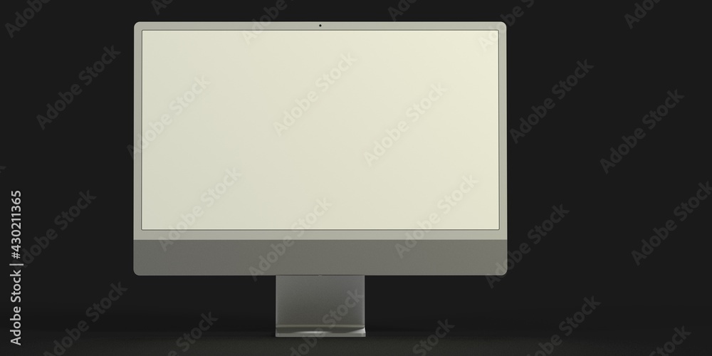 Computer display mock up with blank white screen. Stylish desktop computer mockup. 3d Computer display mock up with blank white screen. Stylish desktop computer mockup. 3d