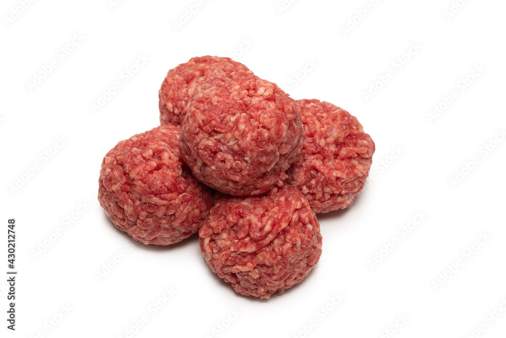 Raw meat balls isolated on white background. Raw meat balls isolated on white background.