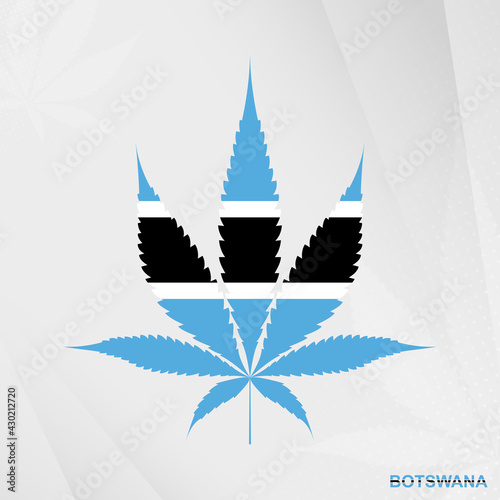 Flag of Botswana in Marijuana leaf shape. The concept of legalization Cannabis in Botswana.