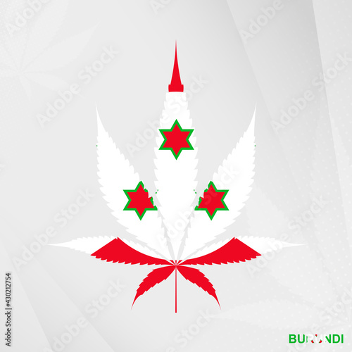 Flag of Burundi in Marijuana leaf shape. The concept of legalization Cannabis in Burundi.