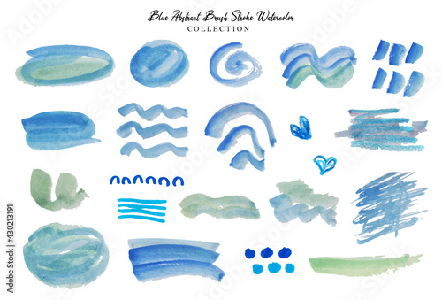 Blue Abstract Pattern Brush Stroke Watercolor