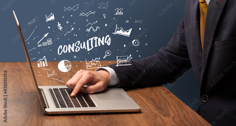 Businessman working on laptop, business concept Businessman working on laptop, business concept