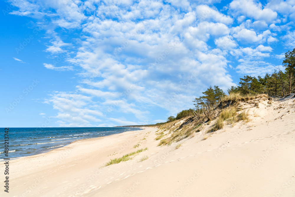 Empty beach on the Baltic Sea, dunes and high cliffs.. Empty beach on the Baltic Sea, dunes and high cliffs..