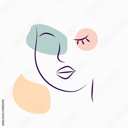 Women's portraits. Female abstract hand-drawn modern portrait, silhouettes of fashionable girls, modern posters with female face.
