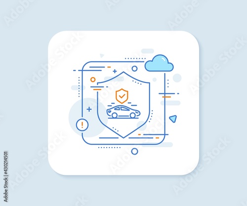 Transport insurance line icon. Abstract vector button. Car risk coverage sign. Vehicle protection symbol. Transport insurance line icon. Protect shield concept. Vector
