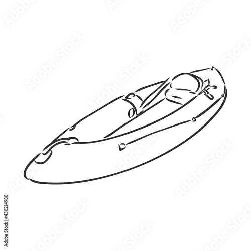kayak vector sketch on a white background