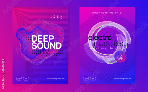 Gradient party flyer. Electro dance music. Electronic trance sound. Club dj poster. Techno event.
