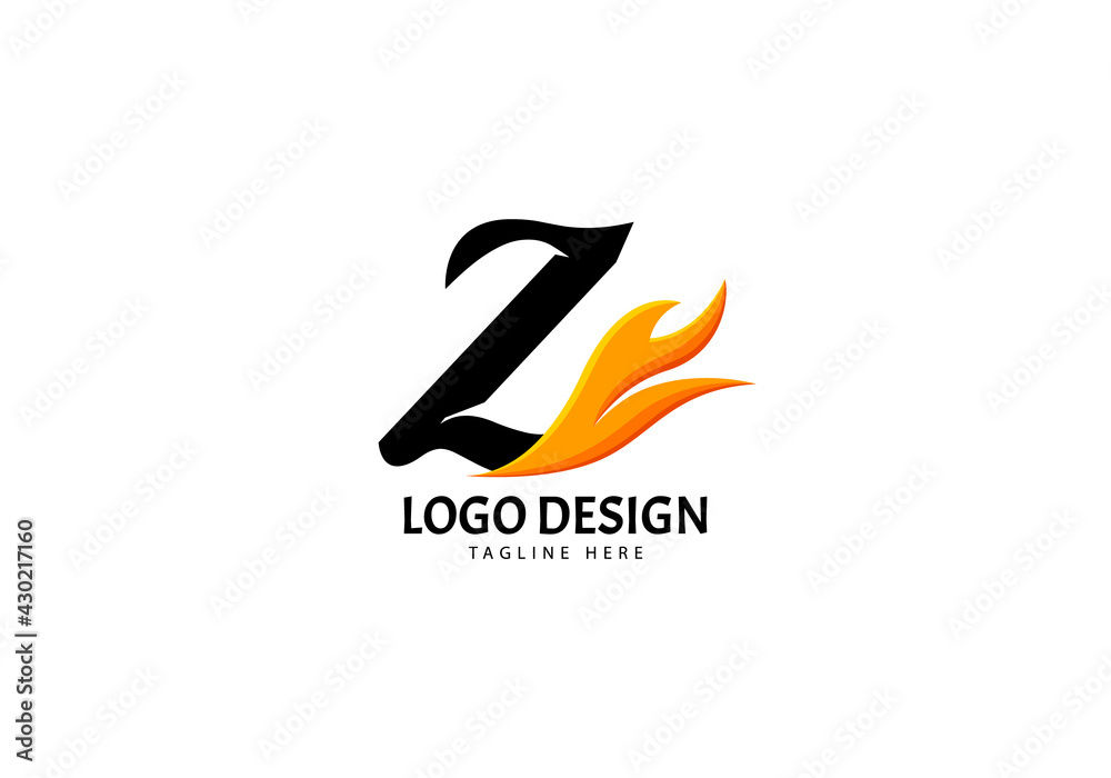 Letter Z Fire Logo for Brand or Company, Concept Minimalist. Letter Z Fire Logo for Brand or Company, Concept Minimalist.