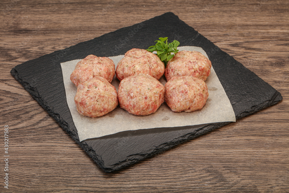 Raw turkey meatball for cooking Raw turkey meatball for cooking