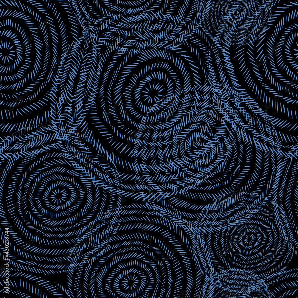 Seamless background from circles with hatching. Vector illustration