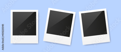 Retro blank photographs to insert any images. Blank photographs isolated on background. Vector illustration.