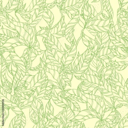 leaves on wooden twigs vector seamless pattern yellow