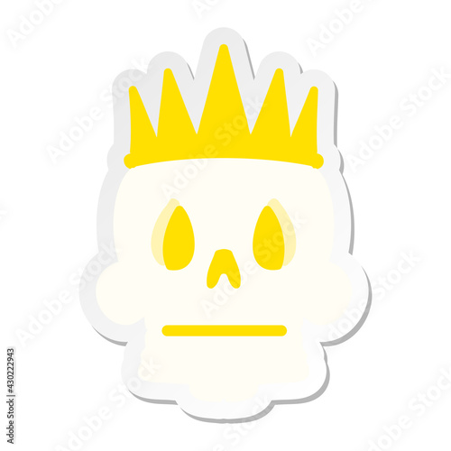 spooky skull wearing crown sticker