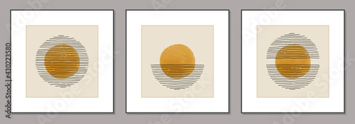 Trendy set of abstract creative minimal artistic hand sketched compositions