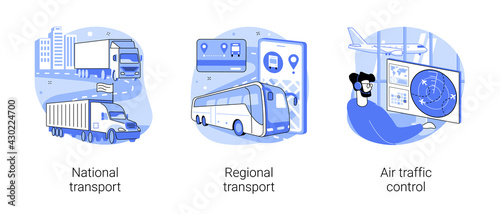 Transportation system abstract concept vector illustrations.