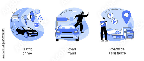 Troubles on the road abstract concept vector illustrations.