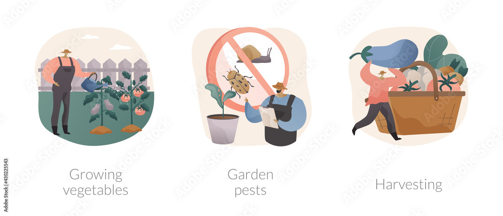 Home gardening abstract concept vector illustrations.