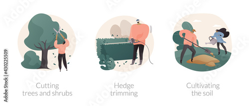 Landscape maintenance abstract concept vector illustrations.
