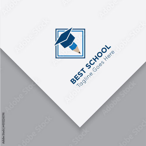 school university logo and icon vector with mockup illustration design template