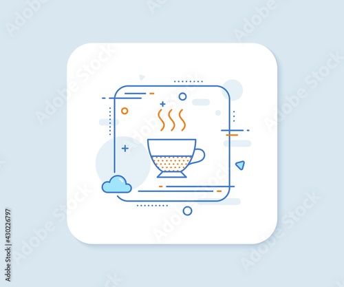 Doppio coffee icon. Abstract square vector button. Hot drink sign. Beverage symbol. Doppio line icon. Quality concept badge. Vector