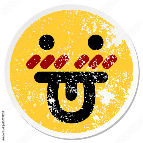 blushing confused face circular sticker