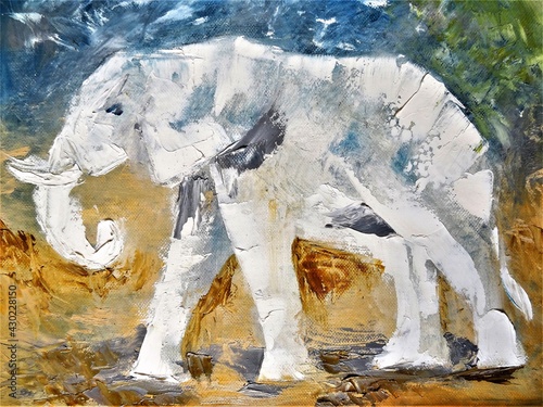 Oil Painting - White Elephant