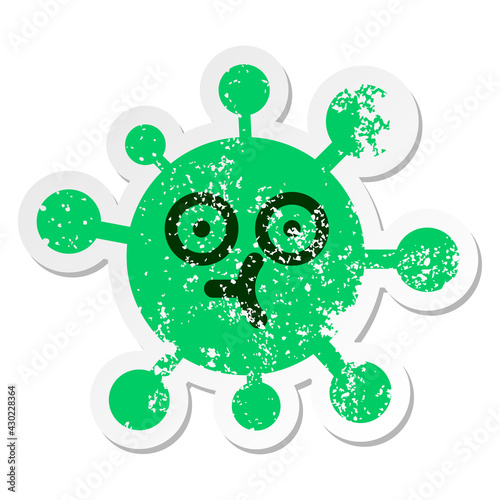 cute staring confused virus distressed sticker