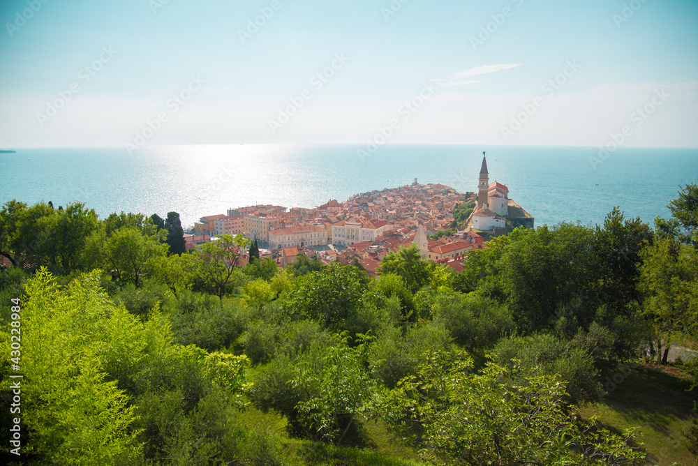 City near the sea   - Piran. Old historic town in the Slovenia. Best vacation.
