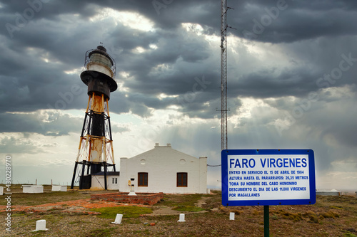 Lighthouse of Cabo Virgenes, Strait of Magellan, Argentina photo