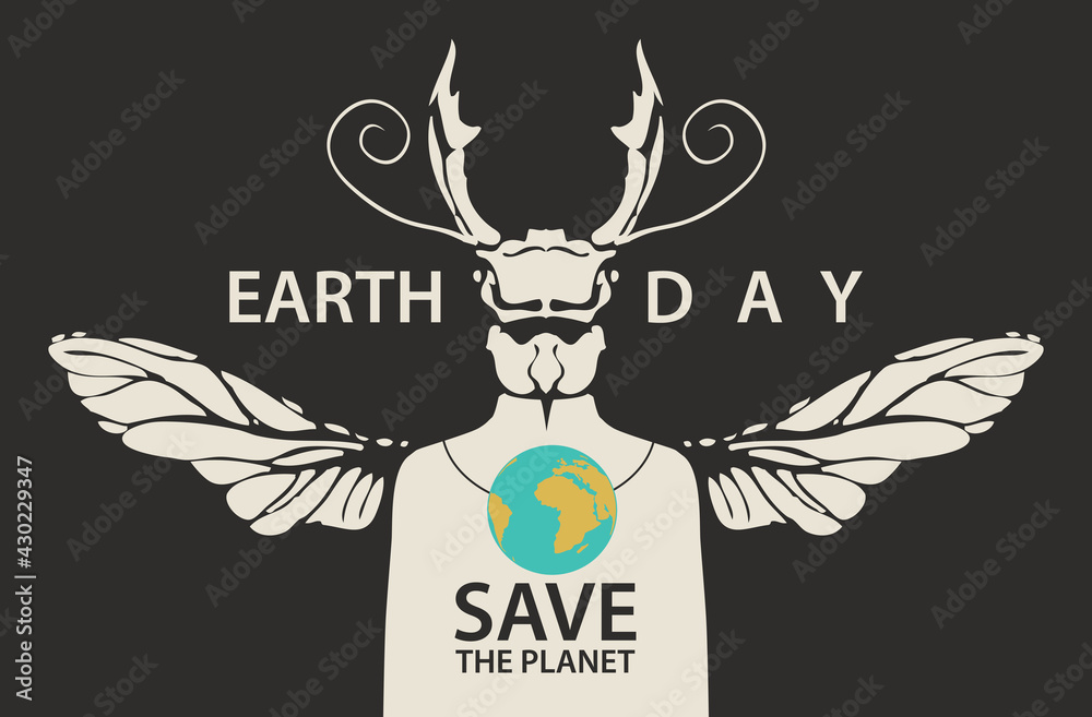 Creative poster on theme of environmental protection. Earth day. Vector ...