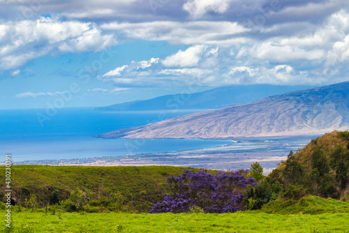 View from upcountry Kula of the Maui West side coast. photo