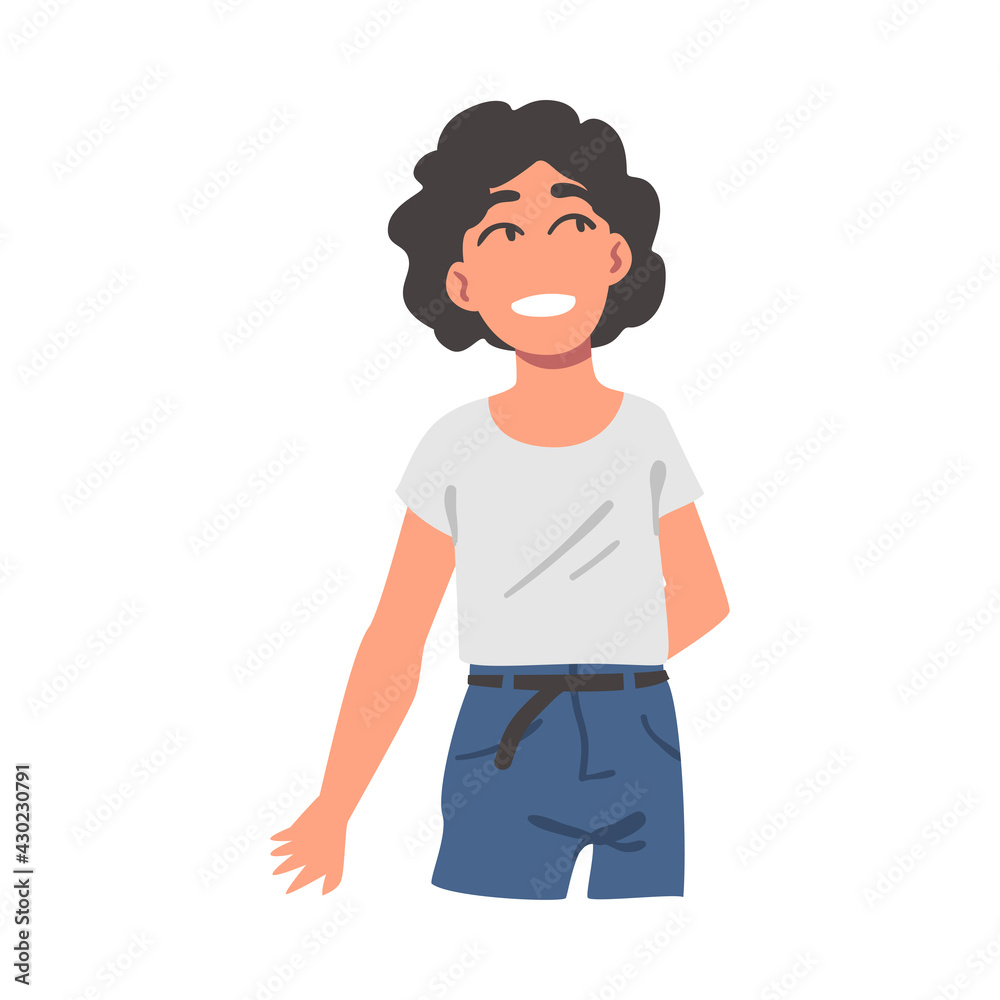Smiling Lying Woman, Top View of Cheerful Girl Lying on Isolated White Background Vector Illustration Smiling Lying Woman, Top View of Cheerful Girl Lying on Isolated White Background Vector Illustration