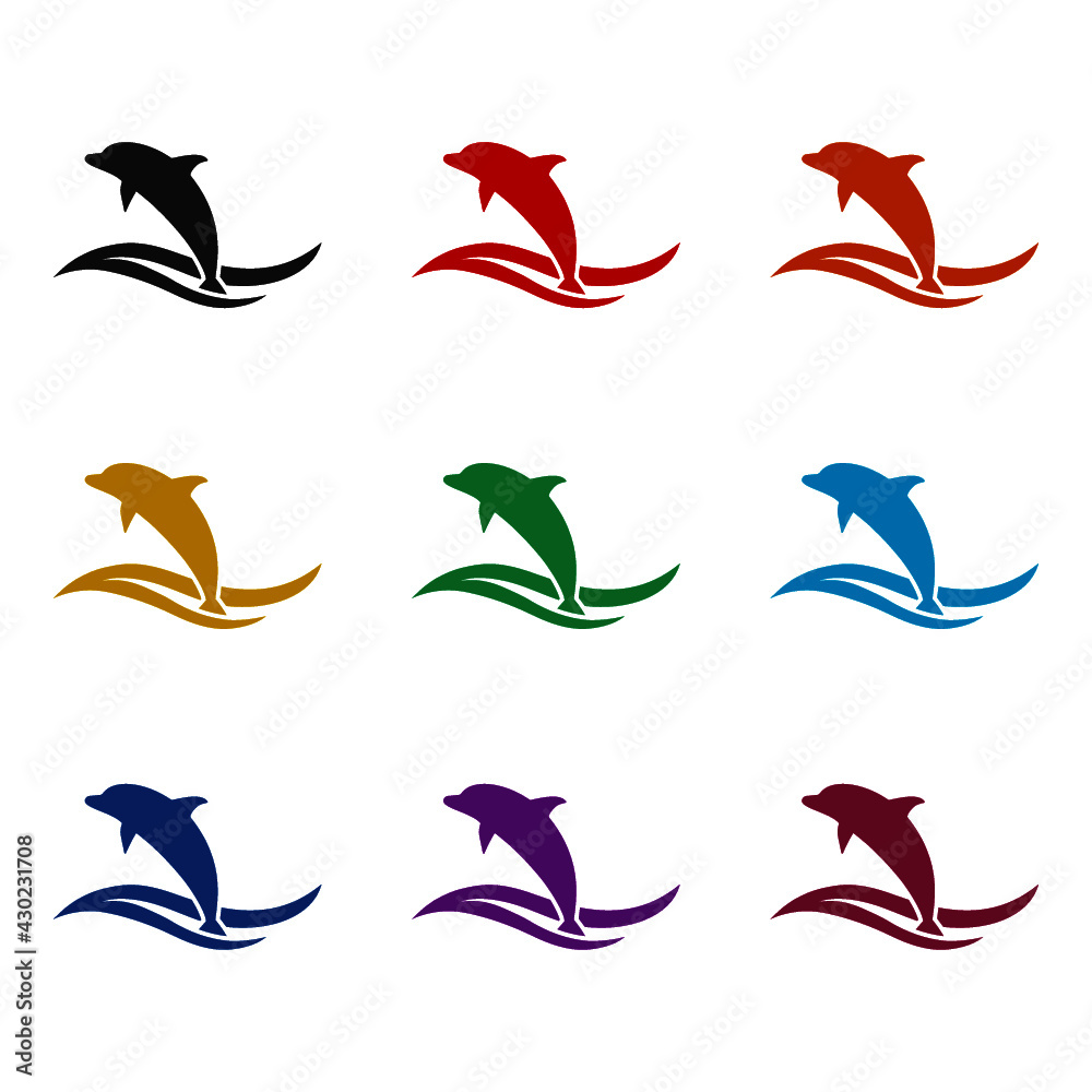 Dolphin icon isolated on white background color set Dolphin icon isolated on white background color set