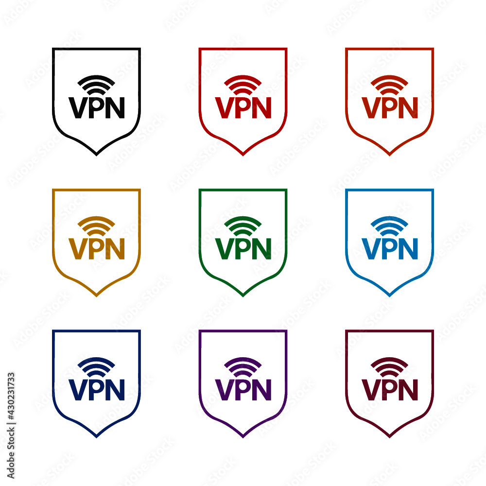 VPN icon isolated on white background color set VPN icon isolated on white background color set
