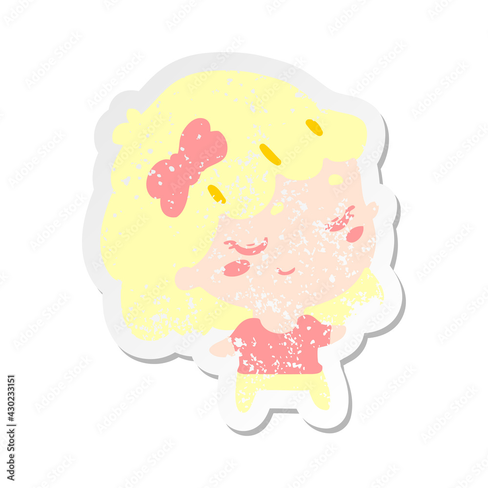 Obraz premium cartoon happy girl grunge sticker