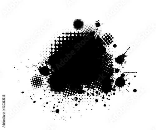 Black blot with splashes. Vector illustration