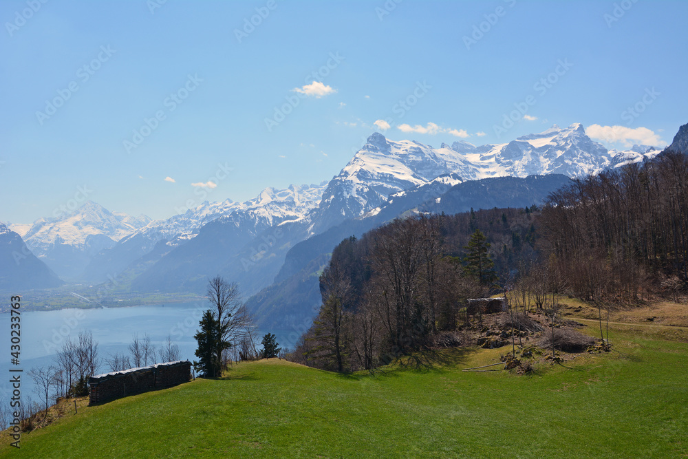 Blick über den Urnersee (Vierwaldstättersee) auf die Urner Alpen