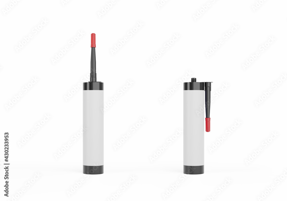 Black silicone container tube with red nozzle cap, blank label, isolated on white background. Black silicone container tube with red nozzle cap, blank label, isolated on white background.