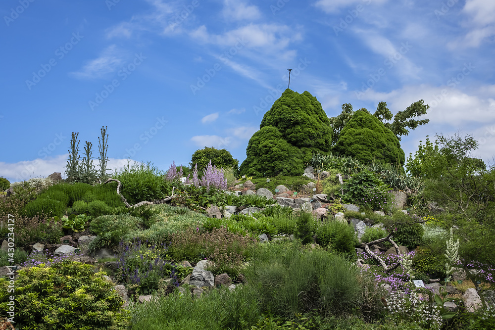 Obraz premium City Botanical Gardens (1870) in Copenhagen, Denmark. Botanical Garden is a unique green space in heart of Copenhagen, which invites engagement in the world of nature, garden is open for the public.