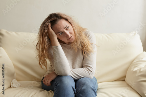 Young woman, stressful depressed emotional person indoor