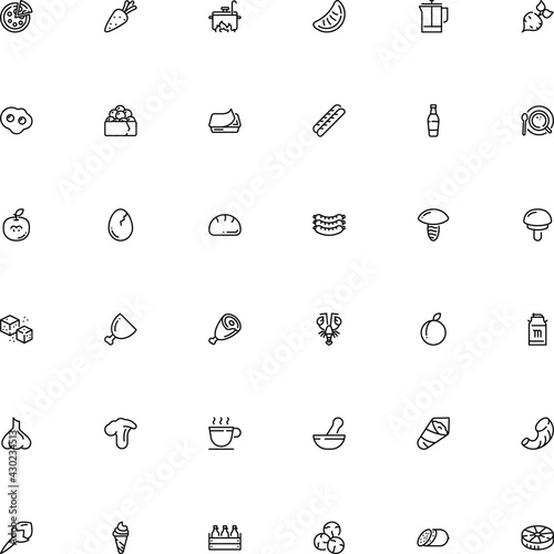icon vector icon set such as: purple, omelet, garden, fruity, farfalle, shell, medical, party, pharmacist, rectangular, aluminium, apple, salami, square, mortar and pestle line icon, sweetener, roll