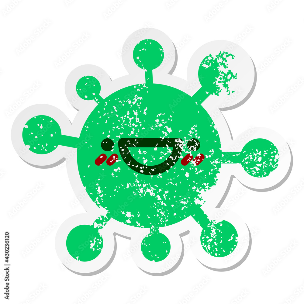 happy blushing virus distressed sticker happy blushing virus distressed sticker