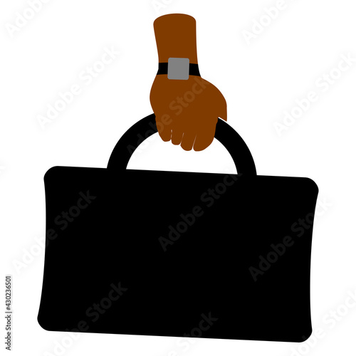 hand wearing watch holding briefcase