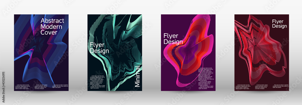 Minimum vector coverage. A set of modern abstract covers. Future futuristic template with abstract current forms for banner design, poster, booklet, report, journal. Minimum vector coverage. A set of modern abstract covers. Future futuristic template with abstract current forms for banner design, poster, booklet, report, journal.