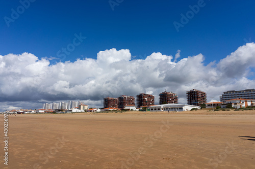 panoramic view of the Punta umbria beaach  Huelva  on a sunny day with clouds