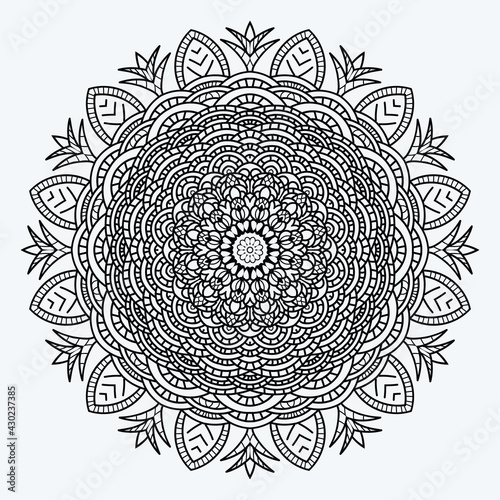 Complex mandala coloring book design for adult and teenager