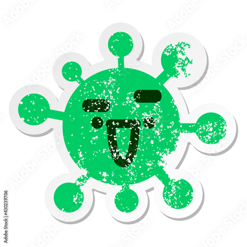happy expression raising eyebrow virus distressed sticker