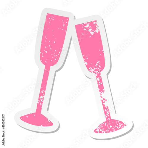 champagne glasses toasting grunge sticker