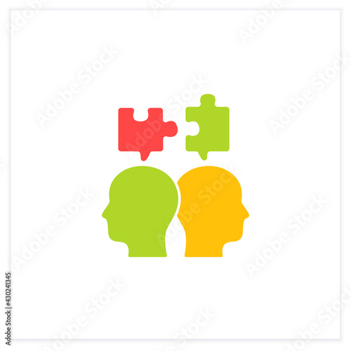Compromising flat icon.Dispute resolution. Successfully handles, resolves issues sensibly and fairly.Communication concept. Vector illustration