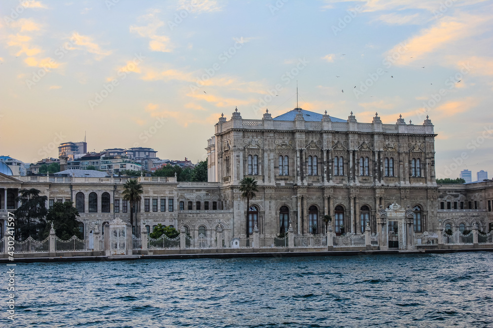 View of Istanbul and Dolmabahce Palace at Sunset